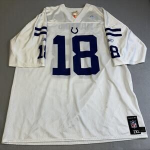 Vtg Reebok Peyton Manning Jersey Mens 2XL Colts White NFL Players V-Neck Mesh